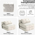 tantohom Folding Sofa Bed, Convertible Sleeper Chair with Pillow Foldable Mattress with Back Support,Space-Saving Sofa for Living Room,Bedroom (White)