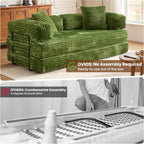ovios 81" Folding Sofa Bed, Foldable Sleeper Boneless Couch with Pull Out Beds, Modular Convertible Floor Futon Loveseat Lounger for Living Room (Faux Fur, Green)