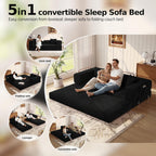 MoonSpeak 78.8''Sleeper Couch Bed for Livingroom .Convertible Modular Sofa with Armrest Pillow .Modular Fldable Corduroy Couches in a Box,No Assembly (Black)