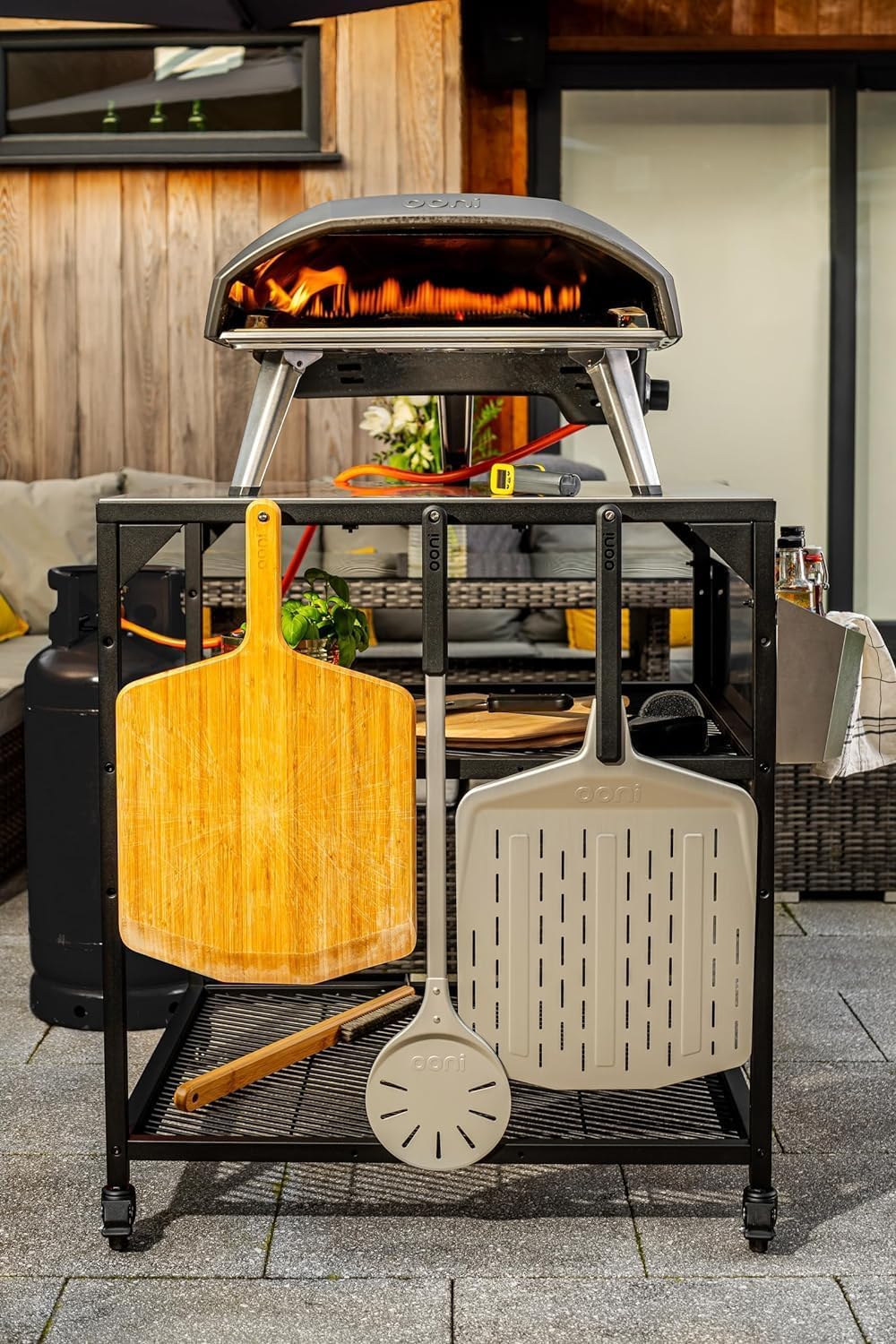 ooni Large Modular Outdoor Table - 31x31x35 Inch Stainless Steel Pizza Oven Stand  Barbecue Cart  Outdoor Pizza Station