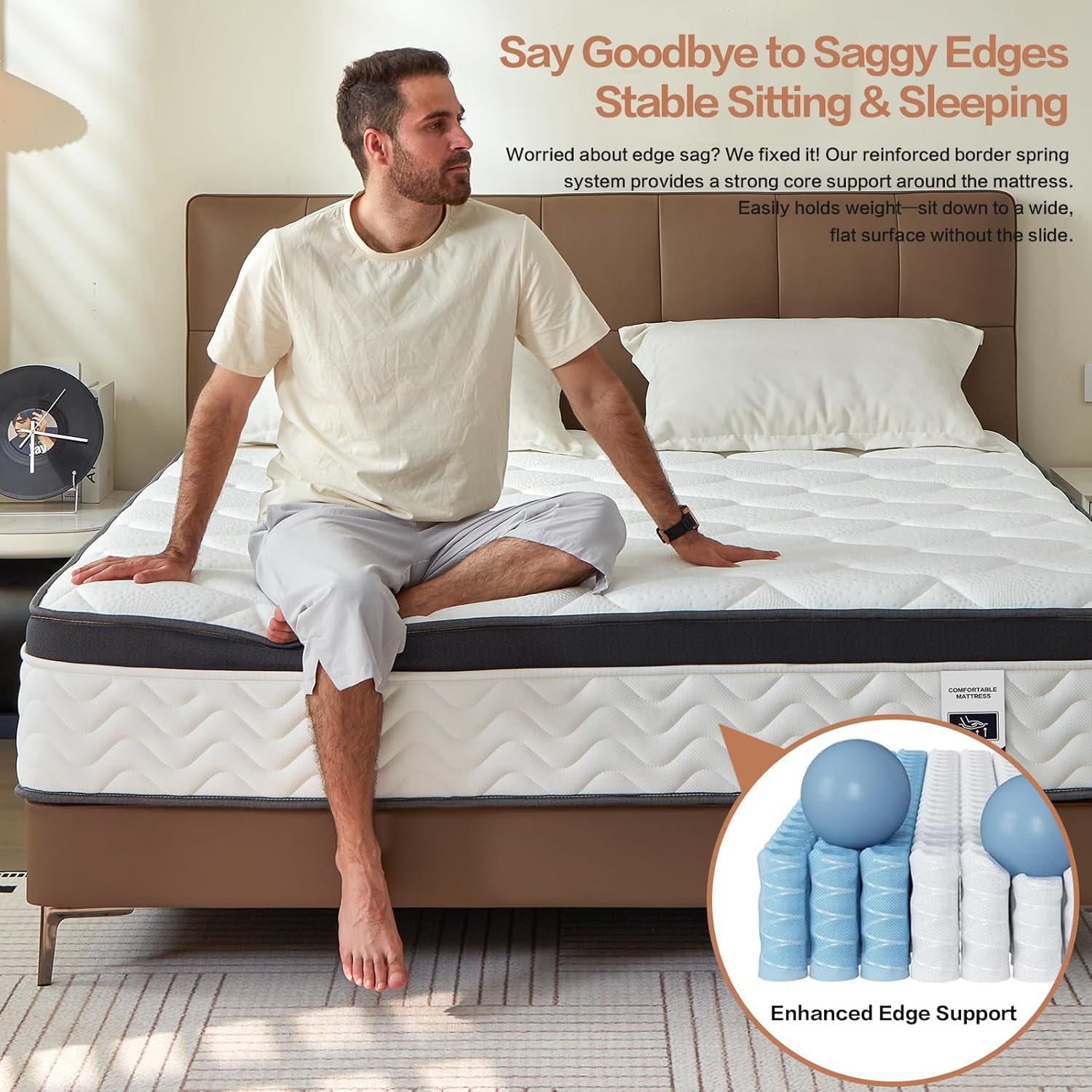King Size Mattress, Medium Firm Memory Foam & Pocket Spring Hybrid Mattress,12 Inch King Size Mattress in a Box,CertiPUR-US Certified Safe Materials,Ideal for All Sleep Positions,76x80 Inches