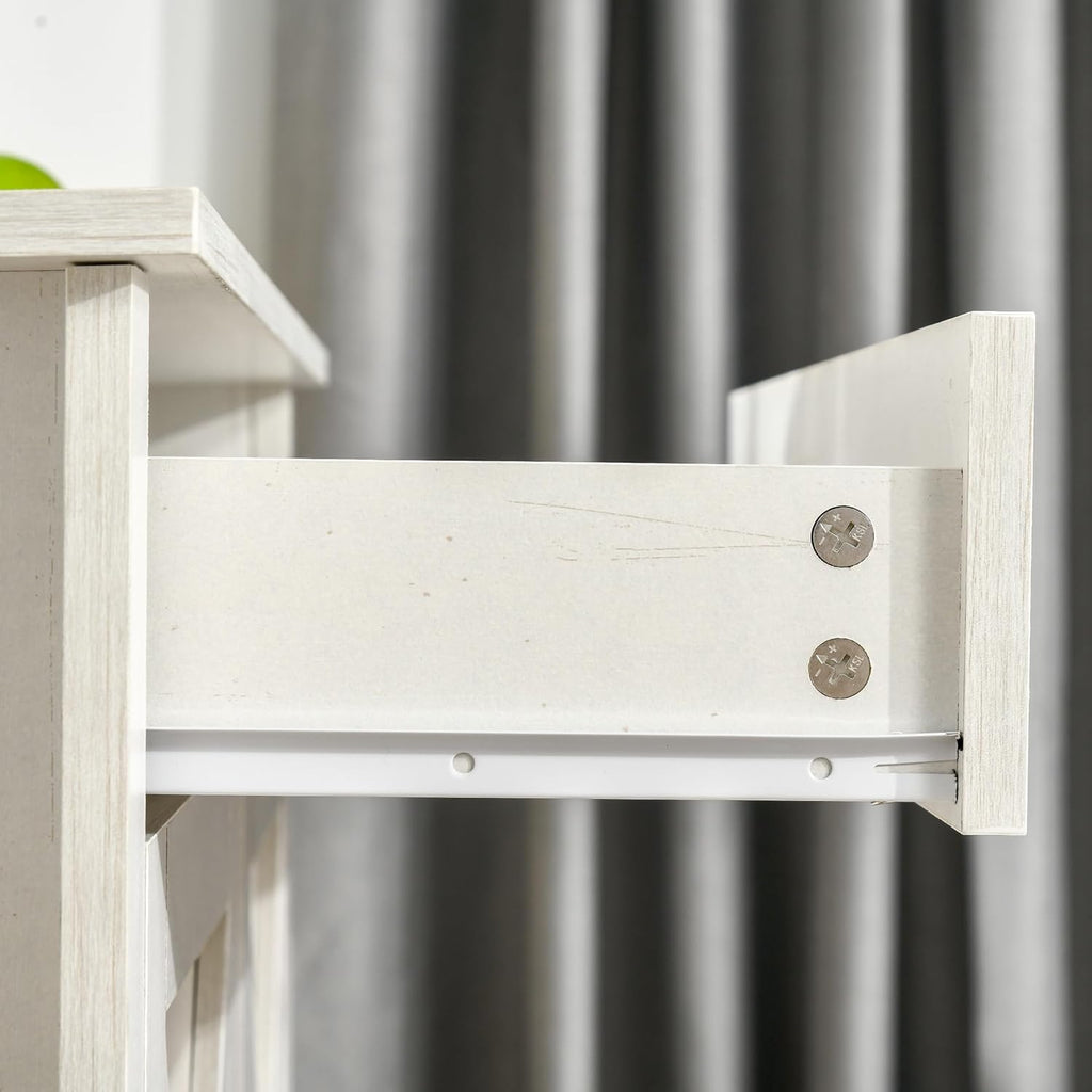 HOMCOM Farmhouse Sideboard Buffet Cabinet, Barn Door Coffee Bar Cabinet with Drawer and Adjustable Shelf for Kitchen, Living Room, Entryway, White Wash