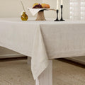 Solino Home Linen Dinner Napkins and Tablecloth 60 x 120 Inch - 100% Pure Linen Cloth Fabric Classic Hemstitch - Handcrafted from European Flax and Machine Washable