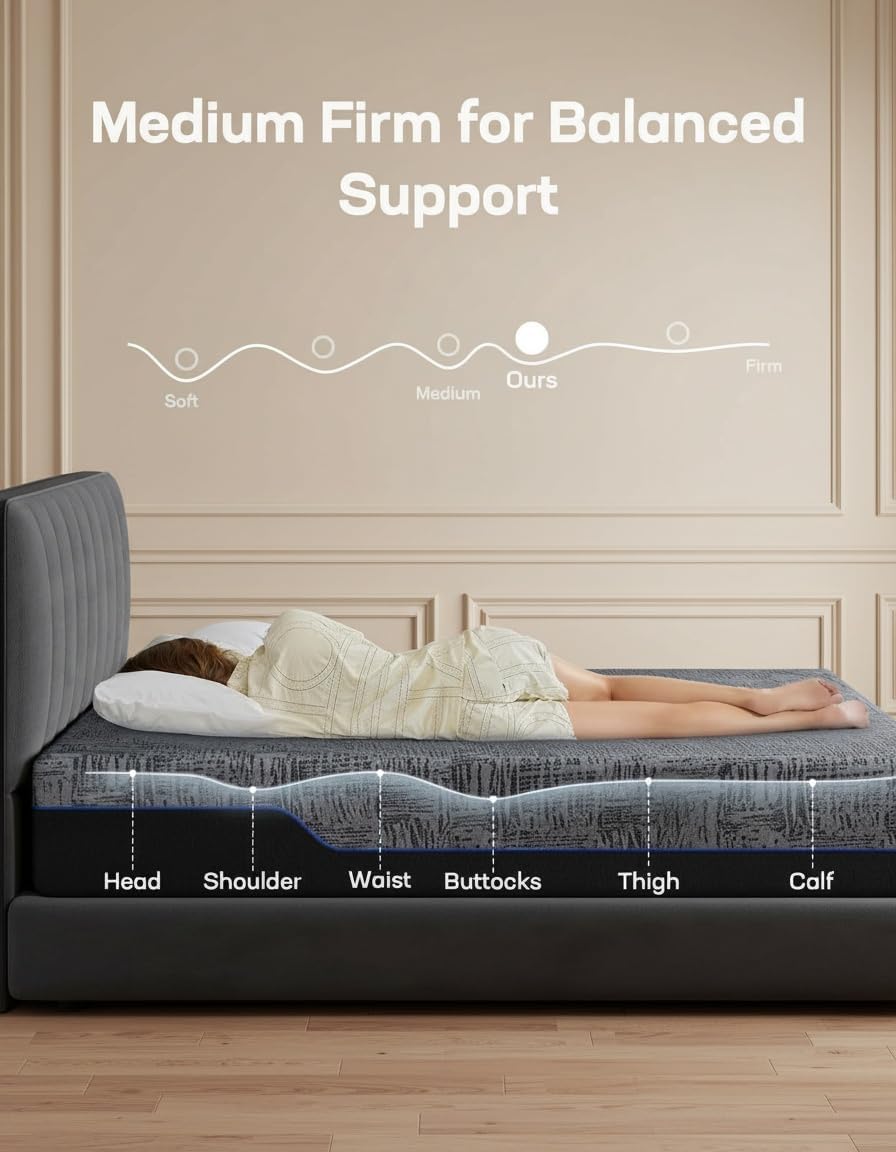 Marsail NS1 Queen Massage Adjustable Base with Mattress Set,Dual Motor Frame + 14" Cooling Gel Memory Foam Mattress, Wireless Remote, CertiPUR-US