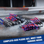 WORKPRO Pliers Set, 20 Pieces Pliers Tool Set with 2 Packs Organizer Rack, Slip Joint Pliers, Channel Locks Plier and Vise Grip Plier Assortment for Home, Garage, Mechanics & DIY Projects