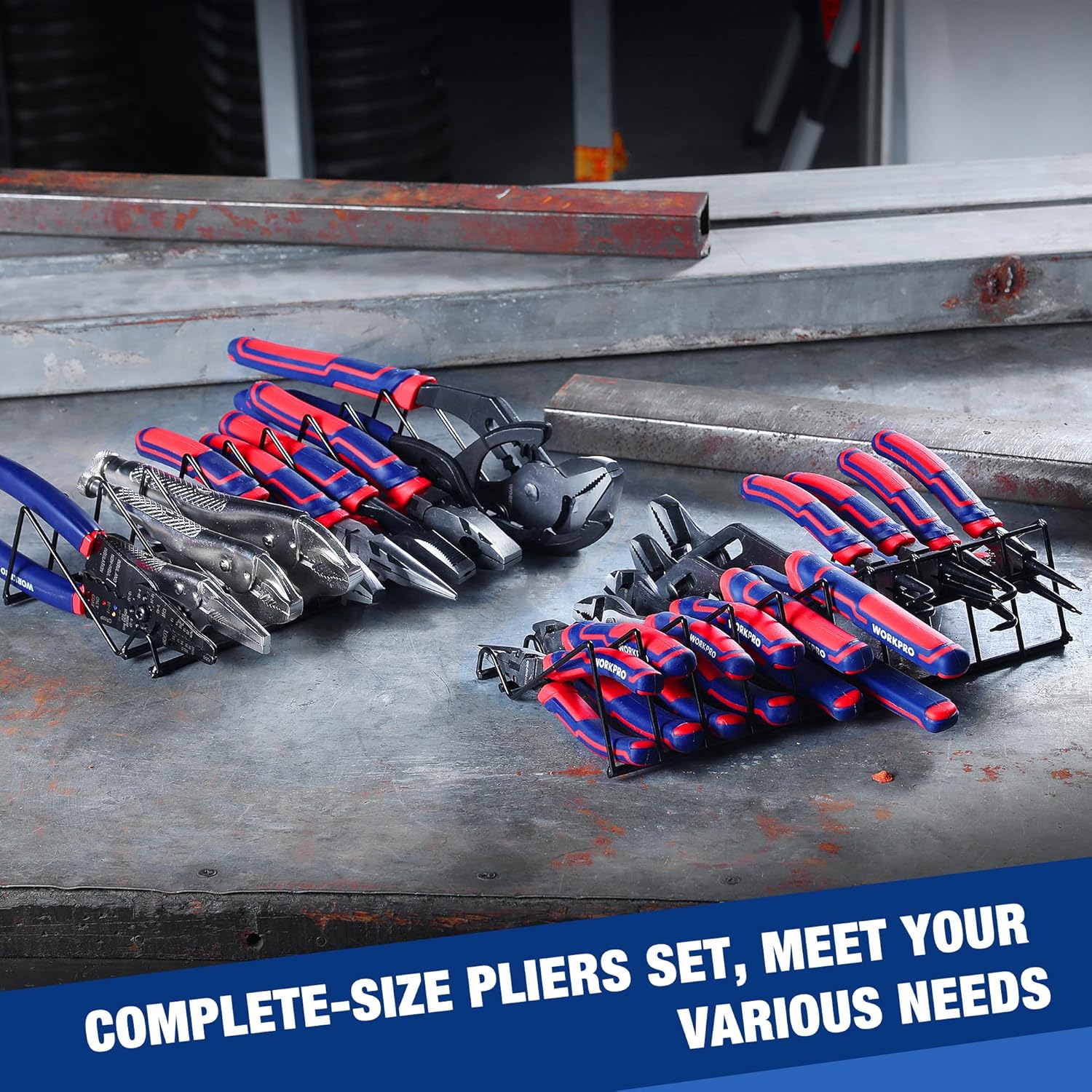 WORKPRO Pliers Set, 20 Pieces Pliers Tool Set with 2 Packs Organizer Rack, Slip Joint Pliers, Channel Locks Plier and Vise Grip Plier Assortment for Home, Garage, Mechanics & DIY Projects