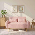 Shintenchi Small Modern Loveseat Couch Sofa, Mid Century Fabric Upholstered 2-Seat Sofa Couch Love Seats Furniture for Small Space,Living Room,Studio,Apartment with 2 Pillows, Pink