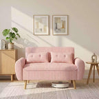 Shintenchi Small Modern Loveseat Couch Sofa, Mid Century Fabric Upholstered 2-Seat Sofa Couch Love Seats Furniture for Small Space,Living Room,Studio,Apartment with 2 Pillows, Pink