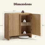 AMERLIFE Fluted Buffet Cabinet with Storage, Modern Sideboard Cabinet with 2 Doors & Adjustable Shelf, Console Table & Credenza for Living Room, Dining Room & Entryway, Natural Oak