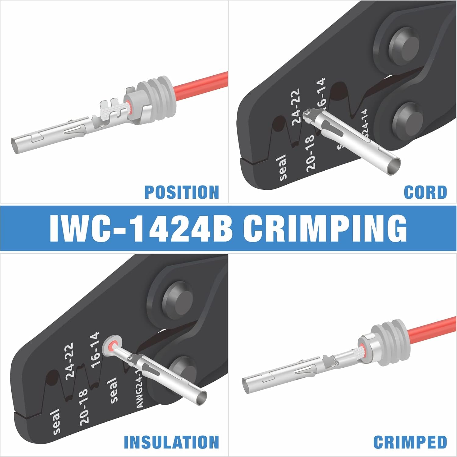 IWISS iCrimp KIT-DC02 Wire Crimping Tool Kit for Deutsch Connectors and Weather Pack Terminals with Connector Removal Tools