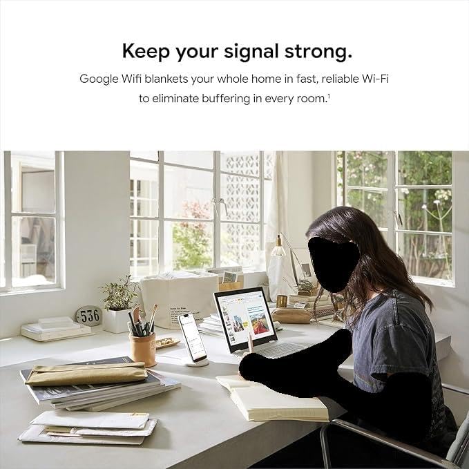 Google WiFi - AC1200 - Mesh WiFi Router System Bundle (3-Pack) - 4500 Sq Ft Coverage - Retail Packaging - Easy Setup  Seamless Signal for Smart Home Devices - Snow