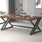 LVB 70.8" Computer Desk, Industrial Extra Long Wood Home Office Desk, Large Rustic Modern Metal Workstation Pc Study Writing table, Dual monitor Double Work Executive Desk for Two Person, Rustic Brown