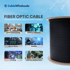 CableWholesale 1000ft Black 24-Strand Fiber Optic Cable Multimode 50/125 OM3  Corning ClearCurve  Plenum Rated  Indoor/Outdoor High-Speed 10G Networking