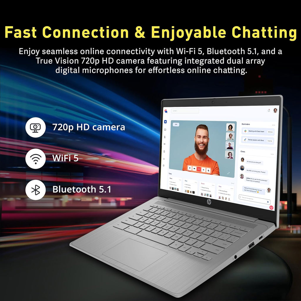 HP Chromebook 14" HD Laptop for Business & Students  Intel Celeron N4120  4GB LPDDR4  224GB Storage(64GB eMMC+160GB Docking Station)  UHD Graphics  Webcam  Long Battery Life  Chrome OS  Modern Gray