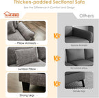 URRED Cloud Couch Modular Sectional Sofa, 87" Modern L Shaped Deep Seat Sofa with Ottoman & Pillows, Ultra Comfy Chenille Couches for Living Room, Bedroom or Apartment, Grey