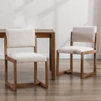 DUOMAY Upholstered Dining Chairs Set of 2, Mid-Century Modern Dining Room Chairs, Linen Fabric Kitchen Side Chairs with Wood Legs, Beige