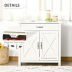 HOMCOM Farmhouse Sideboard Buffet Cabinet, Barn Door Coffee Bar Cabinet with Drawer and Adjustable Shelf for Kitchen, Living Room, Entryway, White Wash