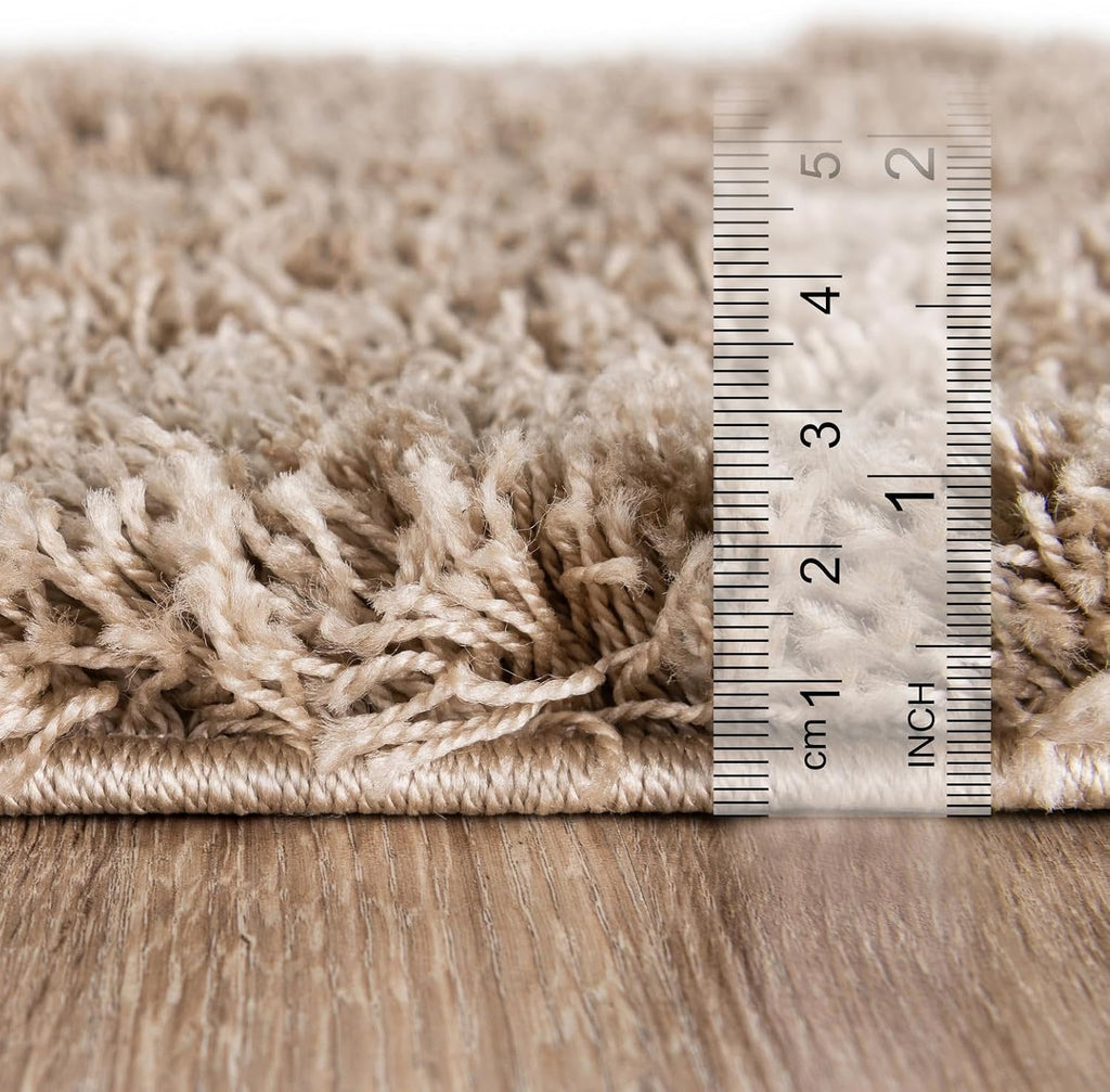 Unique Loom Solid Shag Collection Area Rug (9' x 12' Rectangle, Taupe)