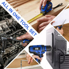Prostormer Tool Set with 8V Cordless Drill, 369-Piece Home Tool Kit with Drill Driver, Toolbox Storage Case with Drawer, General Household Tools for Home Repairs and DIY, Handyman (Blue)