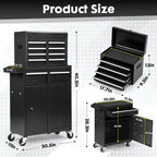 5-Drawer Rolling Tool Chest – 2-in-1 Lockable Tool Box with Wheels, Sliding Drawers & Detachable Top – Garage & Workshop Storage Cabinet, Black
