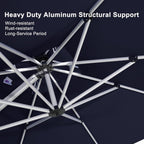 PURPLE LEAF 12 Feet Double Top Deluxe Square Patio Umbrella Offset Hanging Umbrella Cantilever Outdoor Market Garden Umbrella, Navy Blue