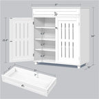 Yaheetech Shoe Cabinet, 4-Tier Shoe Storage Cabinet with Drawer & Adjustable Shelves, Wooden Shoe Rack Organizer with Louvered Doors for Entryway, Hallway, Closet, Living Room, White