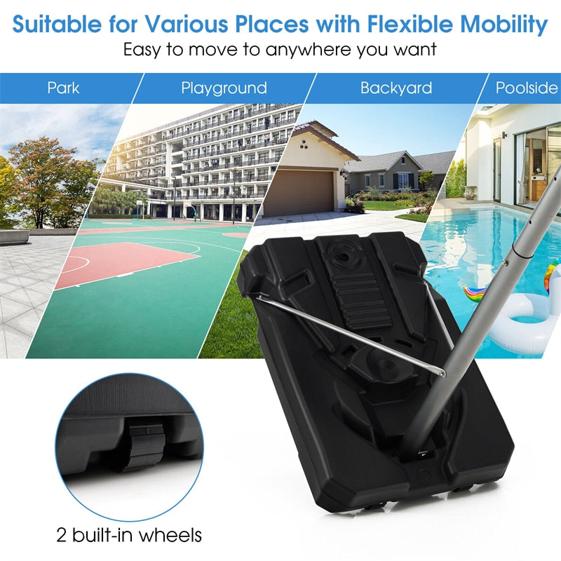 Portable Outdoor Basketball Hoop 64’’-79’’ Adjustable Poolside Basketball Goal System with 44" Backboard Wheeled Fillable Base