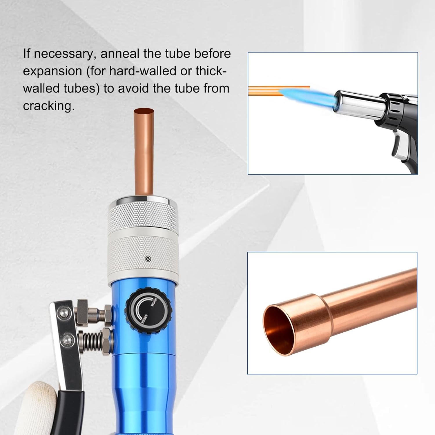 Hydraulic Tube Expander Swaging Tool HVAC Set, 3/8In to 1-1/8In OD Pipe Expander Tools with 7 Expander Heads, Flaring Tool HVAC for Expander Copper/Aluminum/Soft Steel Pipe