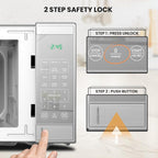Total Chef 0.9 Cu Ft Microwave Oven – Compact Countertop Kitchen Appliance, Small Stainless Steel Microwave with Digital Touch, Pre-Set Functions, 10.6” Turntable, 900 Watt