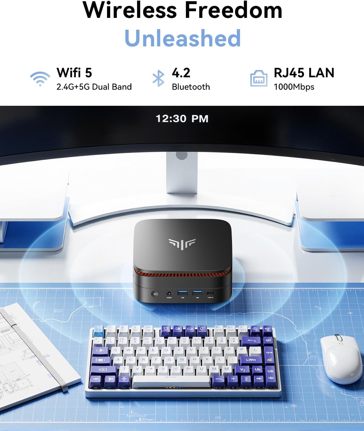 KAMRUI Pinova P1 Mini PC  AMD Ryzen 4300U Mini Computers (Beats N150/10110U  up to 3.7GHz)  16GB RAM 1TB M.2 SSD Micro Desktop PC Support Triple 4K Display| Dual WiFi | BT| Ethernet for Business Home