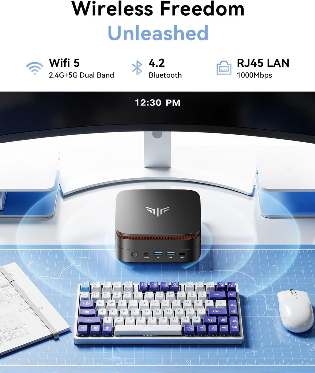 KAMRUI Pinova P1 Mini PC Computer  AMD Ryzen 4300U Processor  16GB DDR4 RAM 256GB M.2 SSD  Mini Desktop Computer Support Triple 4K  USB-C  WiFi  Bluetooth  Ethernet  HTPC for Business  Education  Home