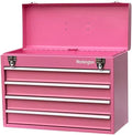 Workington Portable Metal Tool Chest with 4 Drawers, 20" 4-Drawer Tool Chest Cabinet with Ball Bearing Drawer Slides, Steel Tool Storage Box Organizer 4004 Pink