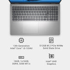 Dell 15 Laptop DC15250-15.6-inch FHD (1920x1080) 120Hz Display  Intel Core i5-1334U Processor  16GB DDR4 RAM  512GB SSD  Intel UHD Graphics  Windows 11 Home  Onsite Service - Platinum Silver