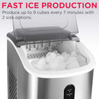 Frigidaire Stainless Steel Ice Maker Machine - Heavy Duty - Makes 26 lbs of Clear Ice Per Day - Digital LED Control Panel - Transparent Window - 1.2 Quart Water Reservoir - Stainless Steel