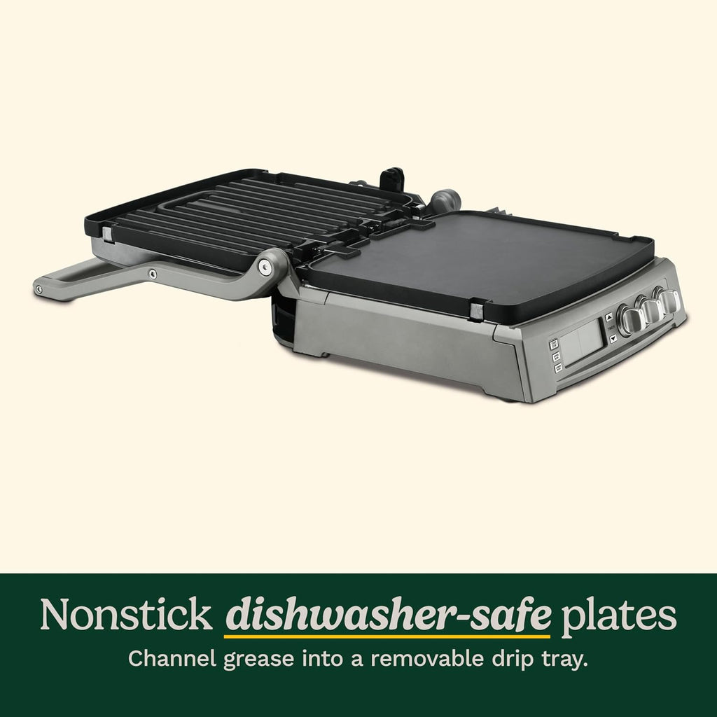 Cuisinart 6-in-1 Elite Griddler, Electric Grill, Griddle & Top Melt, 500°F Temperature Sear Function, LCD Screen, Dishwasher-Safe Cooking Plates, GR-300WSP1, Stainless Steel