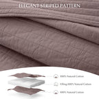 100% Cotton Quilt Set Oversized King Size - Soft Lightweight Stripe Bedding Set, Classic Comforter Set for All Season with 2 Shams, Oversized Bedspread Coverlet, 120 x120 inches