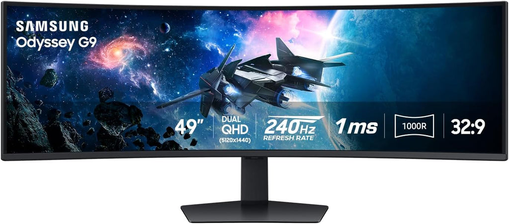Samsung 49” Odyssey G9 Series DQHD 1000R Curved Gaming Monitor  1ms(GtG)  VESA DisplayHDR 1000  240Hz  AMD FreeSync Premium Pro  Height Adjustable Stand  Ultrawide Screen  LS49CG954ENXZA  2024