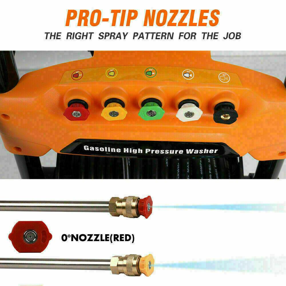 Pressure Washer Max 4800PSI 6.5HP Gas with Power Spray Gun 4-Stroke 5 Nozzles
