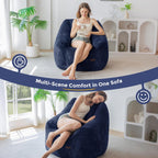 MAXYOYO Bean Bag Chair, Bean Bag Sofa with Filler, Cozy Living Room Chair for Adults and Kids, Stuffed Floor Sofa for Bedroom Dorm Reading, Navy