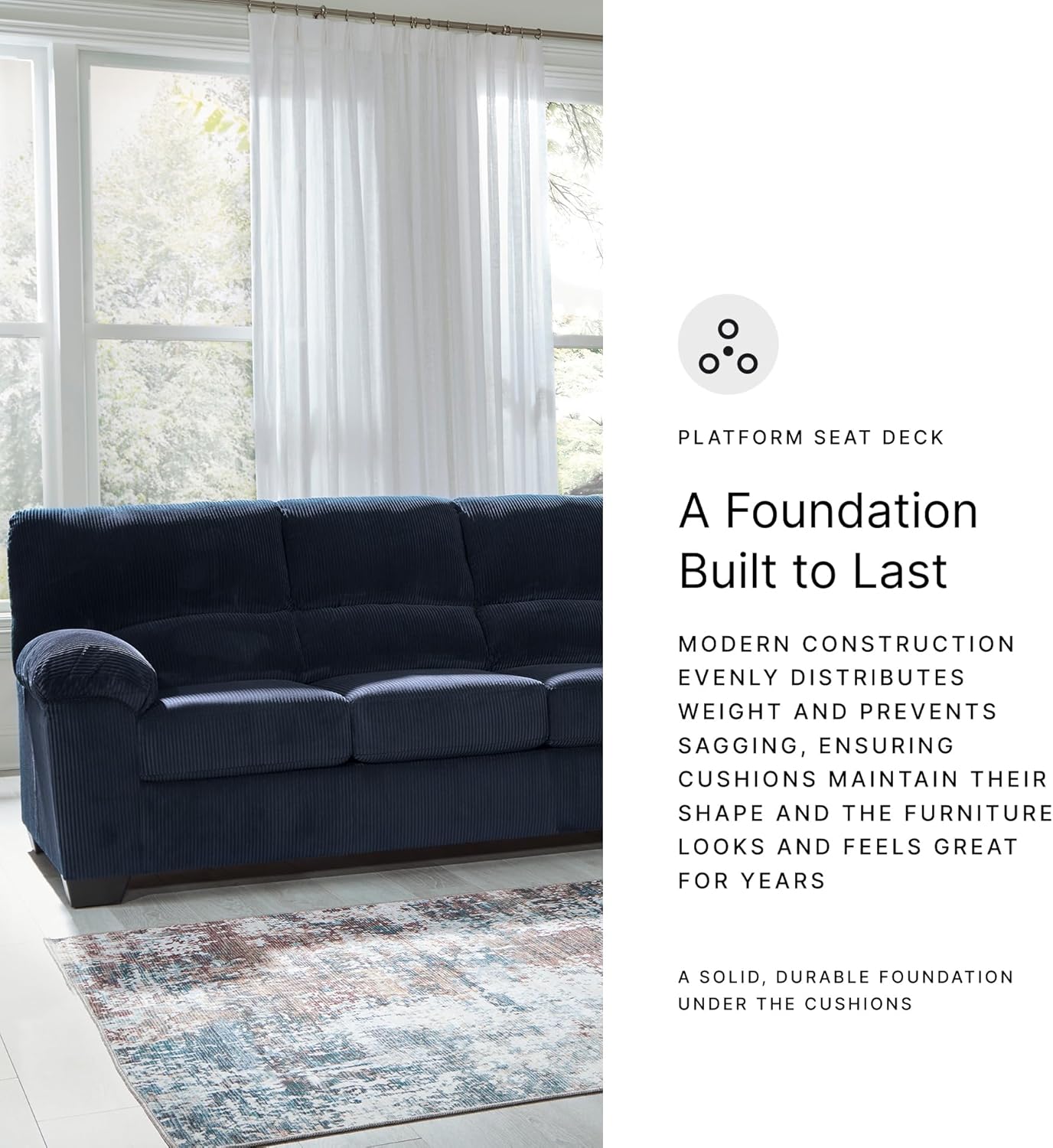 Signature Design by Ashley SimpleJoy Contemporary Sofa for Living Room, Blue