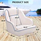 Pontoon Boat Seat, Captains Bucket Boat Seat, Back Folding Boat, Boat Cabin Seating – White & Blue