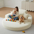 71" Boneless Couch Sofa Bed Oversized Round Couch 2-in-1 Foldable Floor Loveseat Sofa for Living Room and Apartment No Assembly (Beige, 71")