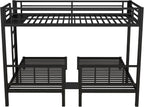 Twin Over Twin Over Twin Triple Bunk Bed for Kids,3 Bed Bunk Beds for 3,Metal Triple Bunk Beds with Built-in Desk,Separates Into 3 Twin Beds,Noise Reduced Structure,Black
