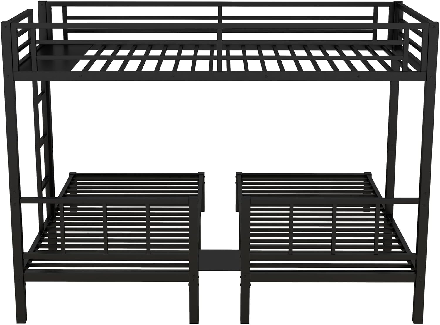 Twin Over Twin Over Twin Triple Bunk Bed for Kids,3 Bed Bunk Beds for 3,Metal Triple Bunk Beds with Built-in Desk,Separates Into 3 Twin Beds,Noise Reduced Structure,Black