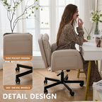 Criss Cross Chair with Flip-Up Arms & Swivel Wheels, Vanity Chair with Adjustable Height & Side Pockets, Comfortable Wide Seat Reclining Computer Office Desk Chairs for Home Office, Make Up, Bed Room