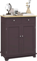 HOMCOM Sideboard Buffet Cabinet with Solid Wood Countertop, Modern Kitchen Storage Cabinet, Coffee Bar Cabinet with 2 Drawers, Doors and Adjustable Shelf, Coffee