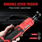 AOBEN Cordless Ratchet Wrench Kit,3/8" ratchet,40 Ft-lbs Electric Power Ratchet Set with Variable Speed Trigger,2 Packs 2000mAh Lithium-Ion Battery And Charger,83 Sockets