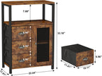 Homeiju Bathroom Floor Storage Cabinet Organizer with 3 Removable Drawers and 1 Door, Industrial Floor Storage Cabinet for Kitchen, Living Room, Bathroom, Home Office