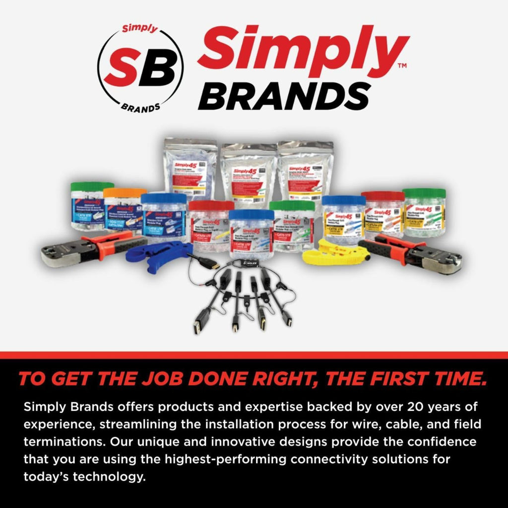 Simply45 Pass-Through RJ45 Crimp Tool for Unshielded and Internal Ground Shielded Pass-Through RJ45 Modular Plugs - Built-In Stripper/Cutter - S45-C100