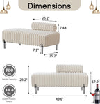 NIOIIKIT 49.6" Modern Loveseat Sofa Couch, Upholstered Accent Sofa with Golden Legs and Adjustable Backrest, Small Faux Fur Couches for Bedroom, Living Room, Compact Small Space (Beige)